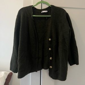 Dark Green Zara over-size button cardigan. Super soft and falls really nicely!